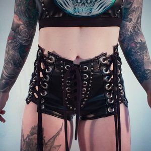 Handmade Leather Shorts for Women Studded Shorts